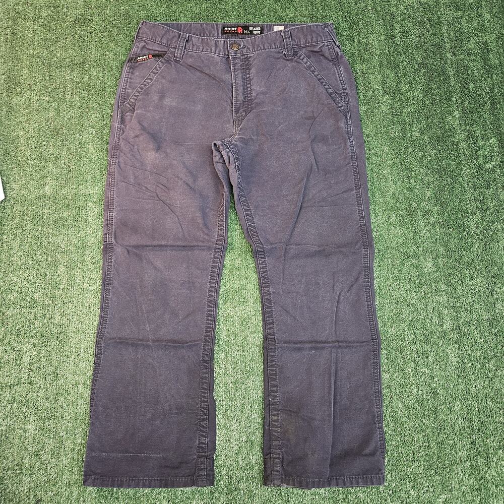 Ariat FR CAT 2 Mens M4 Relaxed Boot Cut Navy Blue Work Pants 34x30 Workwear
